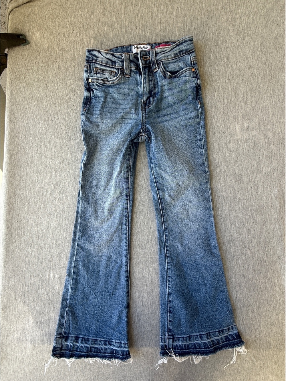 Girls Bootcut Jeans Light Wash Raw Hem